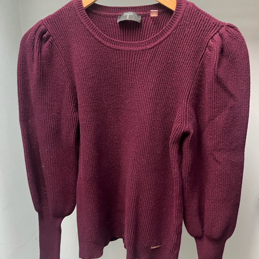 Vintage Tahari Plum Bishop Sleeve Sweater